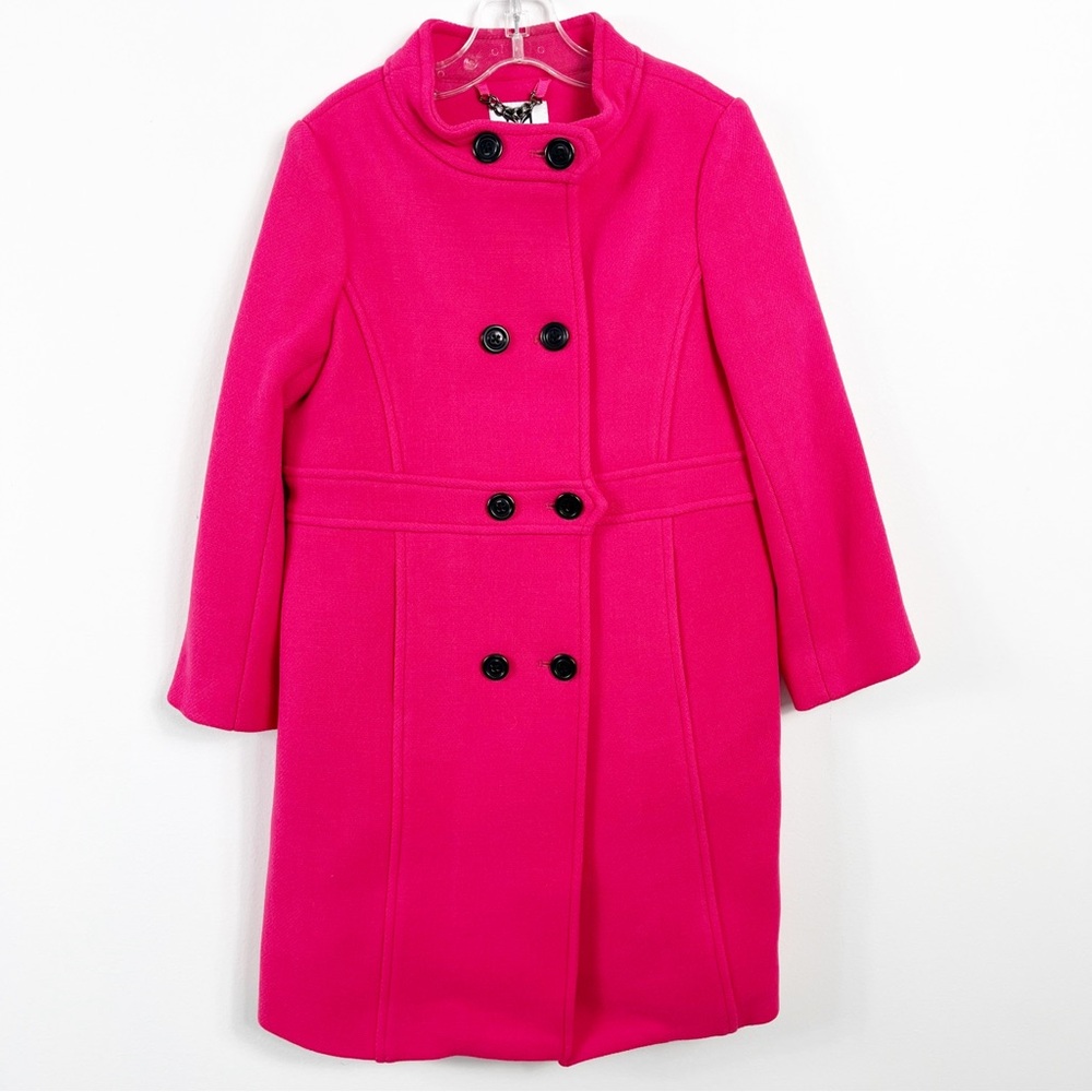 Milly Minis Double Breasted Wool Coat Size 7 Girl NWT Rose Hot Pink